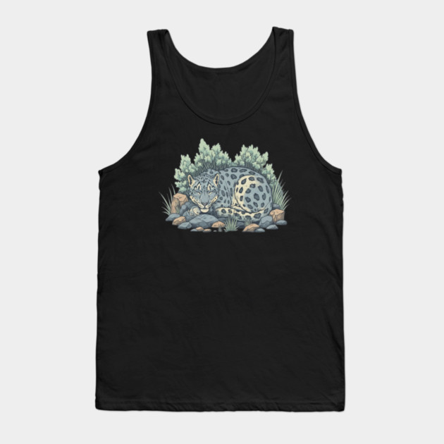 Sleeping Snow Leopard in Alpine Grass Tank Top by BirdsnStuff