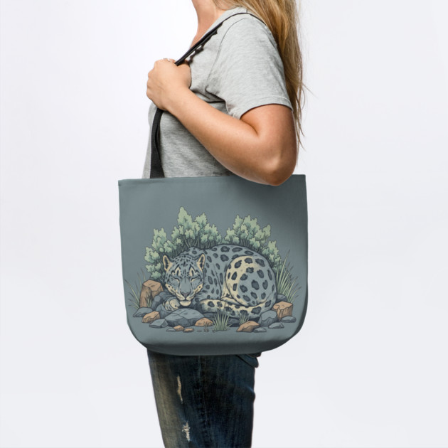 Sleeping Snow Leopard in Alpine Grass by BirdsnStuff