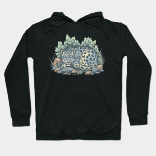 Sleeping Snow Leopard in Alpine Grass Hoodie