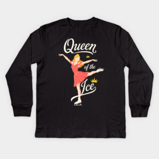 Queen of the Ice Skating Kids Long Sleeve T-Shirt