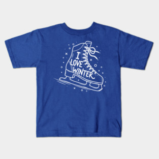 I Love Winter: Ice Skating Kids T-Shirt