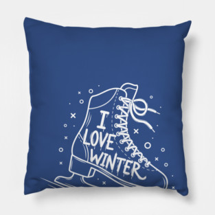 I Love Winter: Ice Skating Pillow