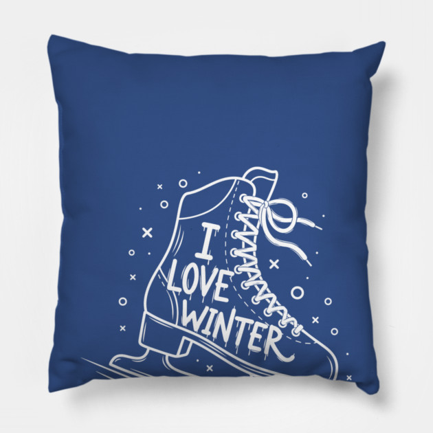 I Love Winter: Ice Skating Pillow by enrynz