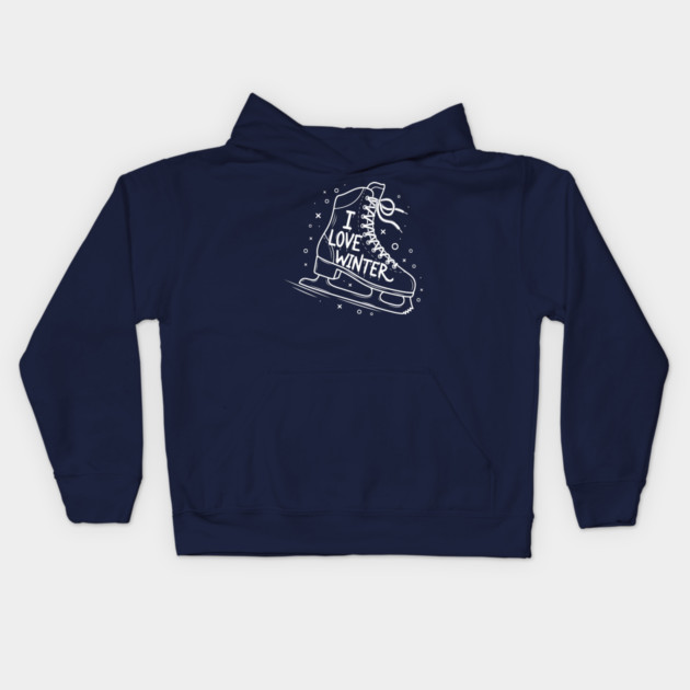 I Love Winter: Ice Skating Kids Hoodie by enrynz