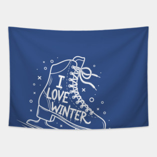 I Love Winter: Ice Skating Tapestry