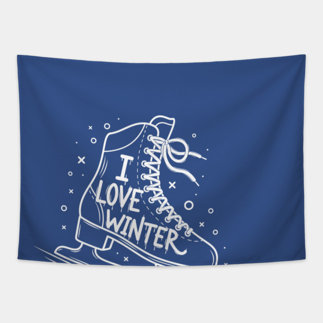 I Love Winter: Ice Skating Tapestry by enrynz
