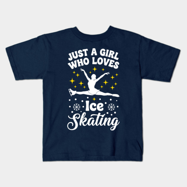 Just a Girl Who Loves Ice Skating Kids T-Shirt by enrynz