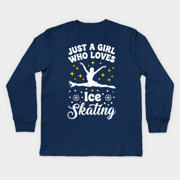 Just a Girl Who Loves Ice Skating Kids Long Sleeve T-Shirt by enrynz