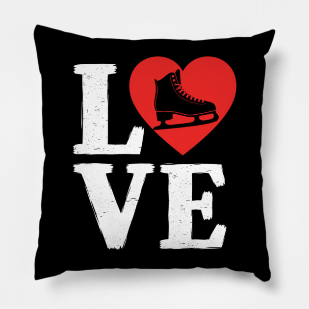 Love Ice Skating Heart Pillow by enrynz