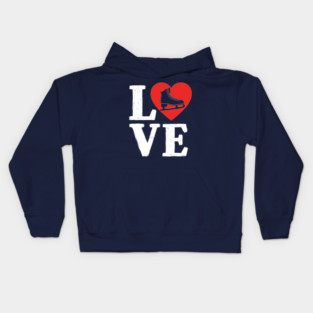 Love Ice Skating Heart Kids Hoodie