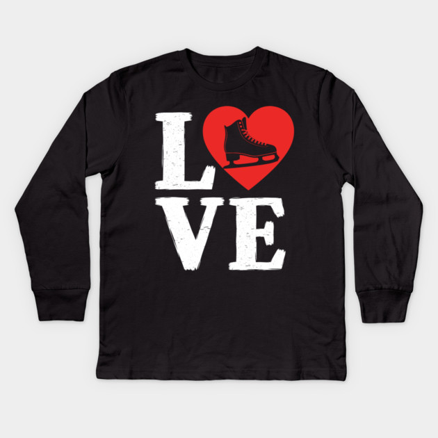Love Ice Skating Heart Kids Long Sleeve T-Shirt by enrynz