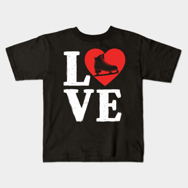Love Ice Skating Heart Kids T-Shirt by enrynz