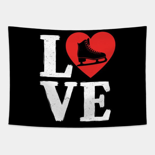 Love Ice Skating Heart Tapestry by enrynz