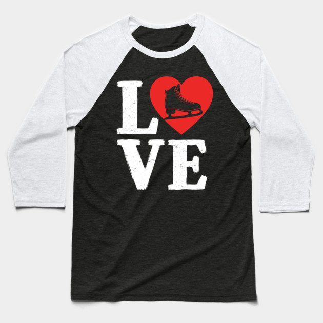 Love Ice Skating Heart Baseball T-Shirt by enrynz