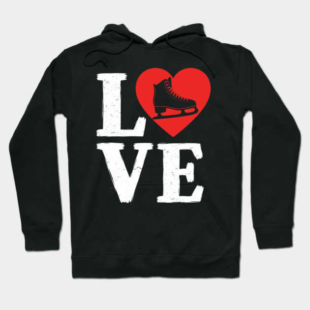 Love Ice Skating Heart Hoodie by enrynz