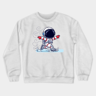 Cute Astronaut Ice Skating Crewneck Sweatshirt