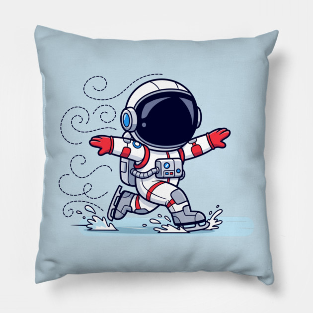 Cute Astronaut Ice Skating Pillow by enrynz
