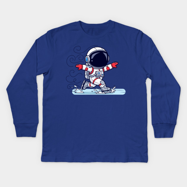 Cute Astronaut Ice Skating Kids Long Sleeve T-Shirt by enrynz