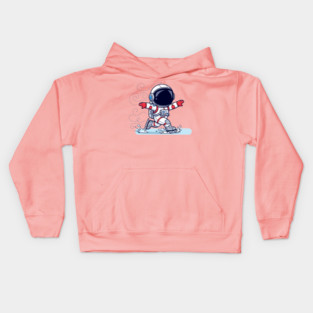 Cute Astronaut Ice Skating Kids Hoodie