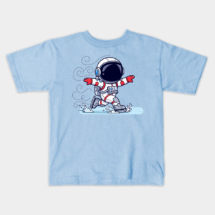 Cute Astronaut Ice Skating Kids T-Shirt