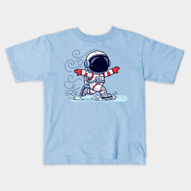 Cute Astronaut Ice Skating Kids T-Shirt by enrynz
