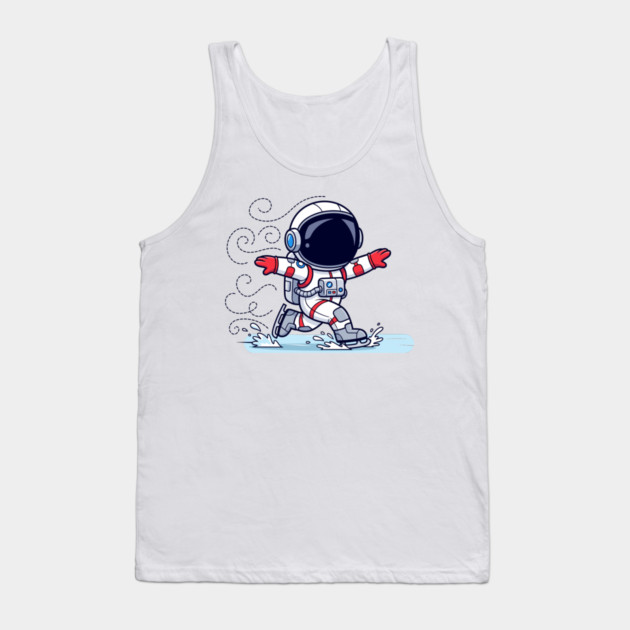 Cute Astronaut Ice Skating Tank Top by enrynz