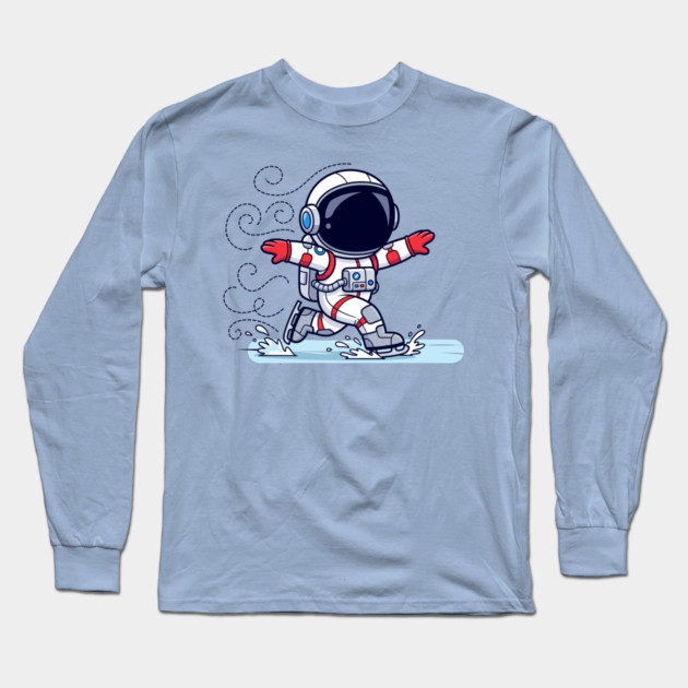 Cute Astronaut Ice Skating Long Sleeve T-Shirt by enrynz