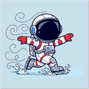 Cute Astronaut Ice Skating Posters and Art