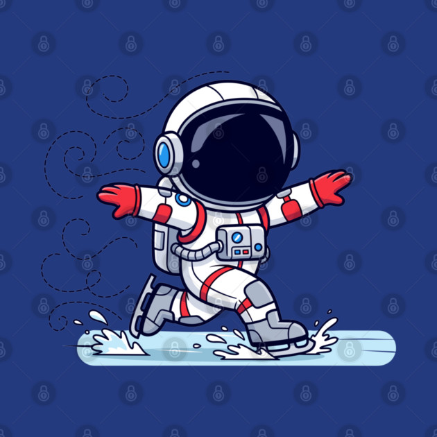 Cute Astronaut Ice Skating by enrynz