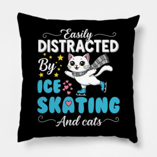 Easily Distracted by Ice Skating & Cats Pillow