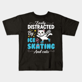 Easily Distracted by Ice Skating & Cats Kids T-Shirt