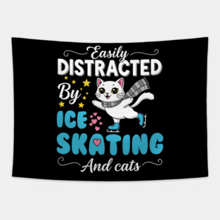 Easily Distracted by Ice Skating & Cats Tapestry