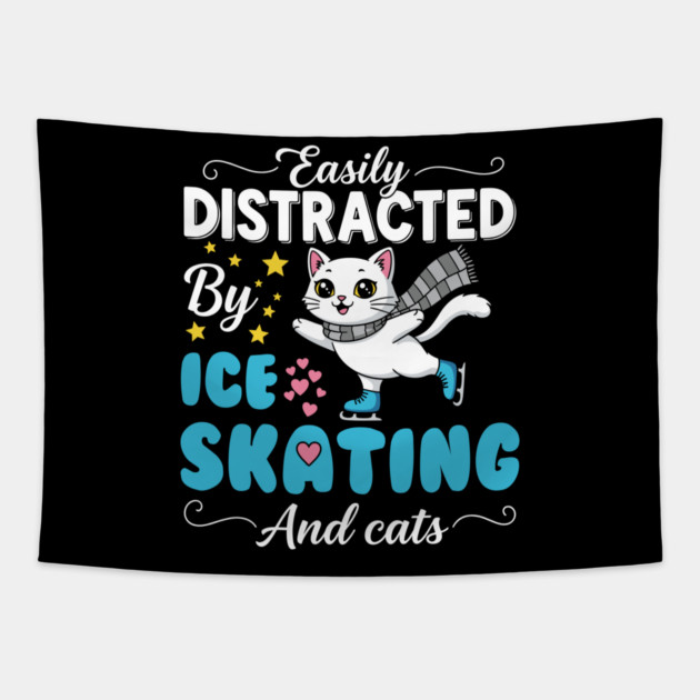 Easily Distracted by Ice Skating & Cats Tapestry by enrynz