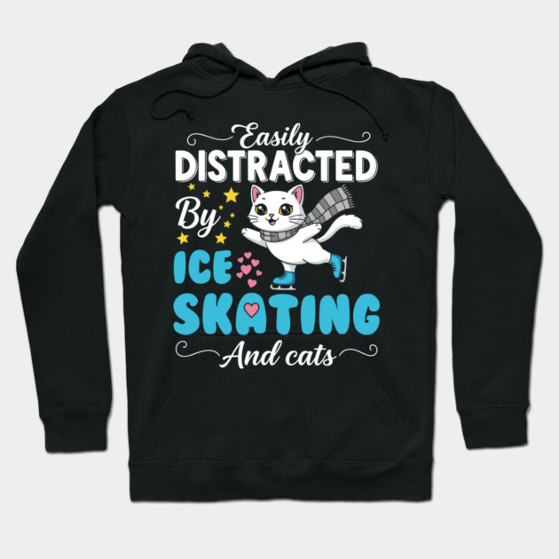 Easily Distracted by Ice Skating & Cats Hoodie by enrynz