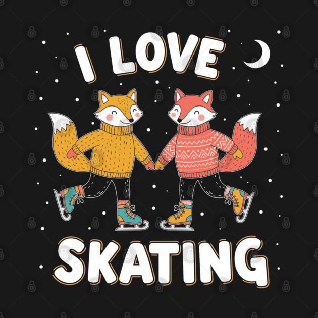 Cute Fox Couple Ice Skating: I Love Skating! by enrynz