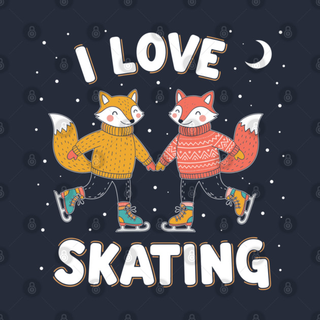Cute Fox Couple Ice Skating: I Love Skating! by enrynz
