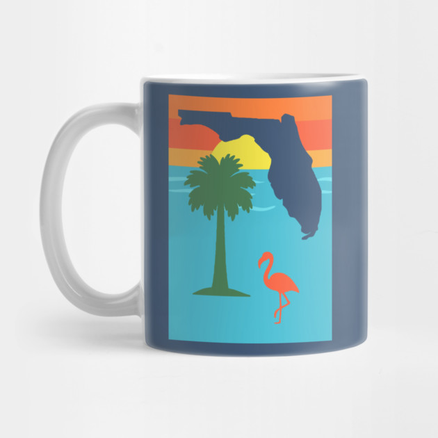 Florida Sunset Palm Tree and  Flamingo Retro Graphic by DonWillisJrArt