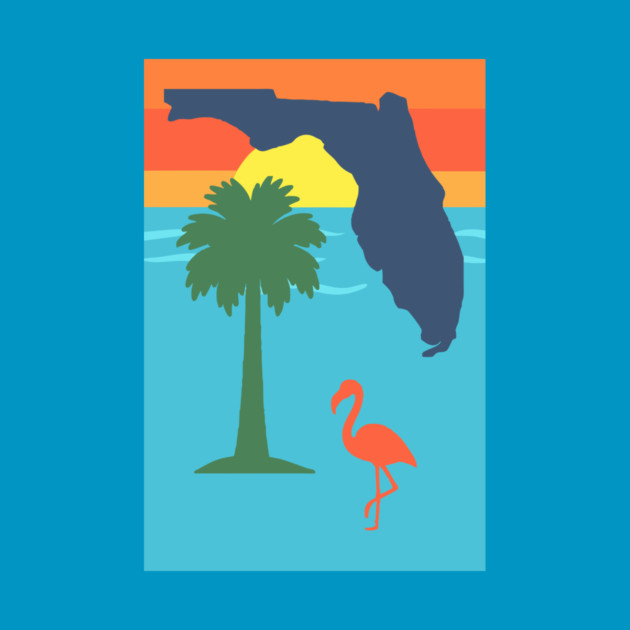 Florida Sunset Palm Tree and  Flamingo Retro Graphic by DonWillisJrArt