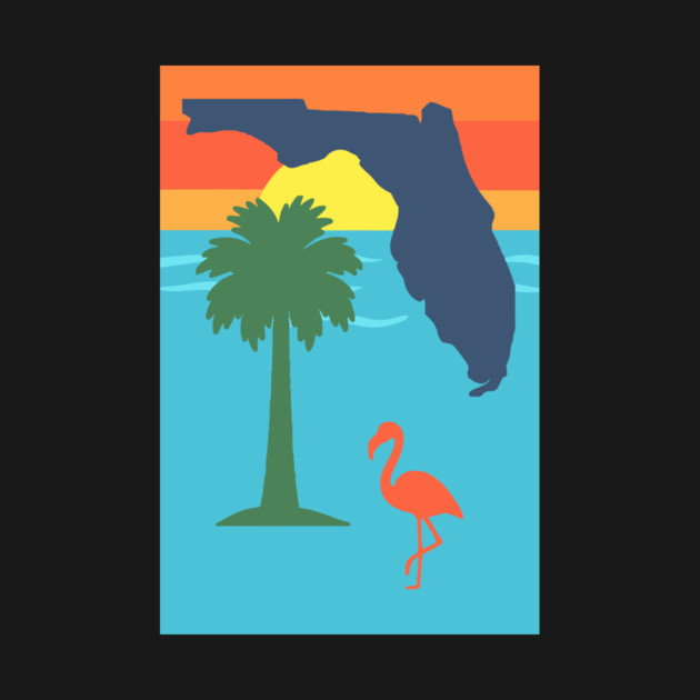 Florida Sunset Palm Tree and  Flamingo Retro Graphic by DonWillisJrArt