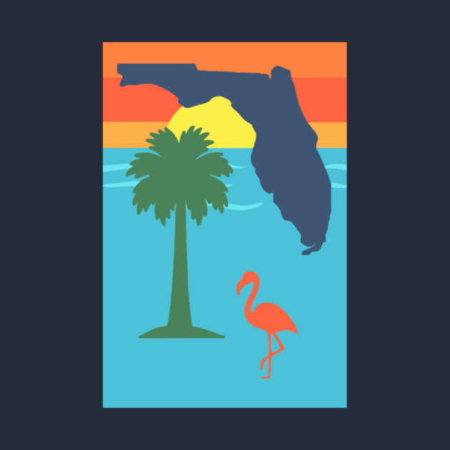 Florida Sunset Palm Tree and  Flamingo Retro Graphic by DonWillisJrArt
