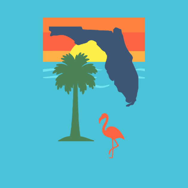 Florida Sunset Palm Tree and  Flamingo Retro Graphic by DonWillisJrArt