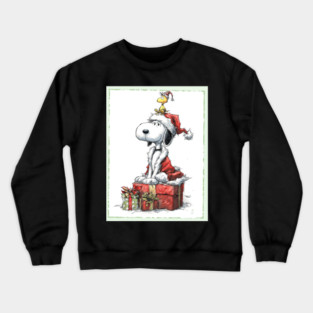 Santa Snoopy and Woodstock the Elf Crewneck Sweatshirt