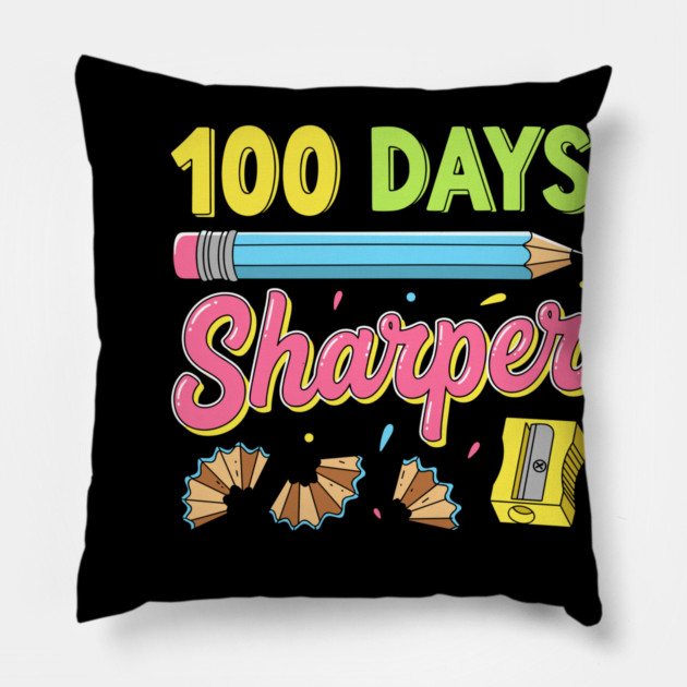 100 Days Sharper - Funny Pencil Pun Pillow by enrynz