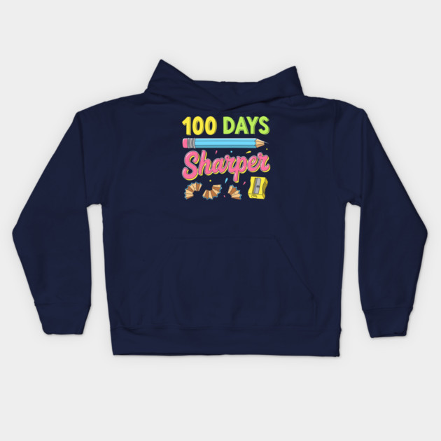100 Days Sharper - Funny Pencil Pun Kids Hoodie by enrynz