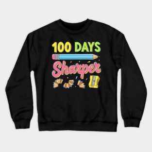 100 Days Sharper - Funny Pencil Pun Crewneck Sweatshirt