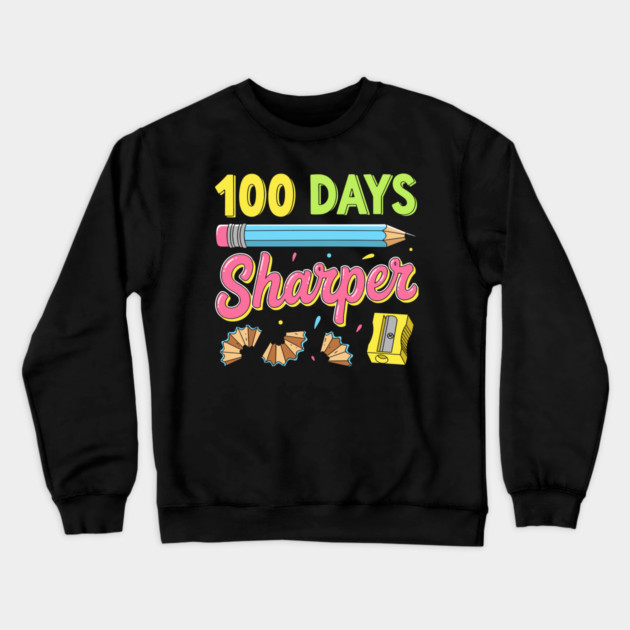 100 Days Sharper - Funny Pencil Pun Crewneck Sweatshirt by enrynz