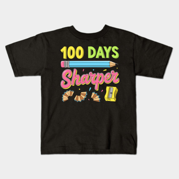 100 Days Sharper - Funny Pencil Pun Kids T-Shirt by enrynz