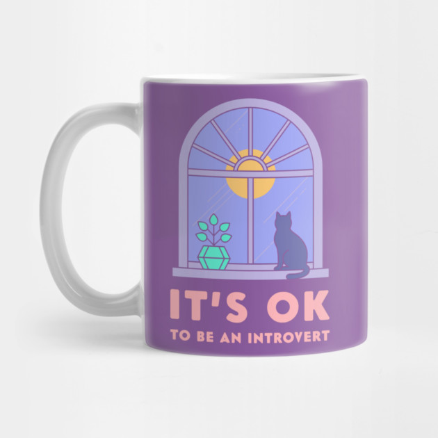 It's Okay to Be an Introvert - Cute Cat Window Sunset by enrynz