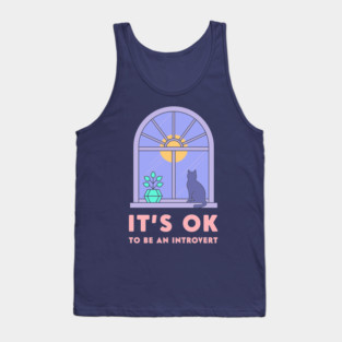 It's Okay to Be an Introvert - Cute Cat Window Sunset Tank Top