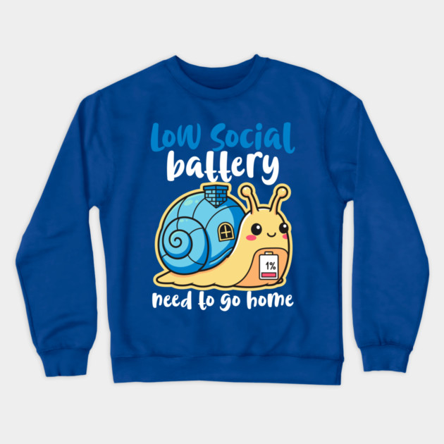 Cute Low Battery Snail with Cozy House Crewneck Sweatshirt by enrynz